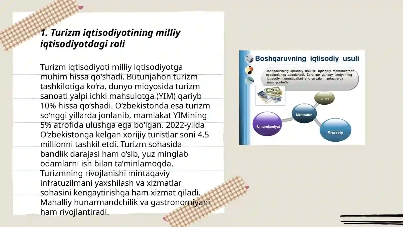 Milliy iqtisodiy tizimda turizm iqtisodiyoti sektori haqida batafsil tushuncha 3
