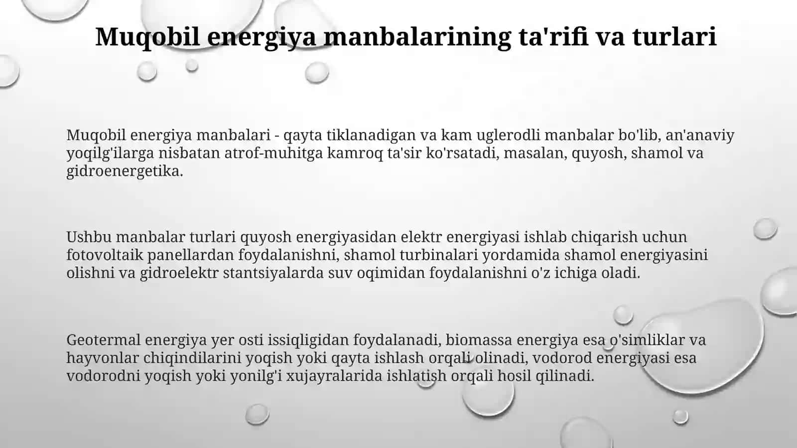 Muqobil energiya manbalarini tahlil qilish 3