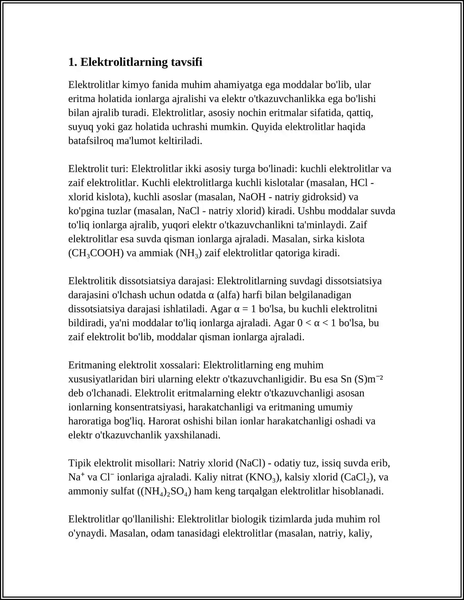ORGANIZM BIOLOGIK SUYUQLIKLARI ELEKTROLIT VA NOELEKTROLITLARI ERITMALARI SIFATIDA 3