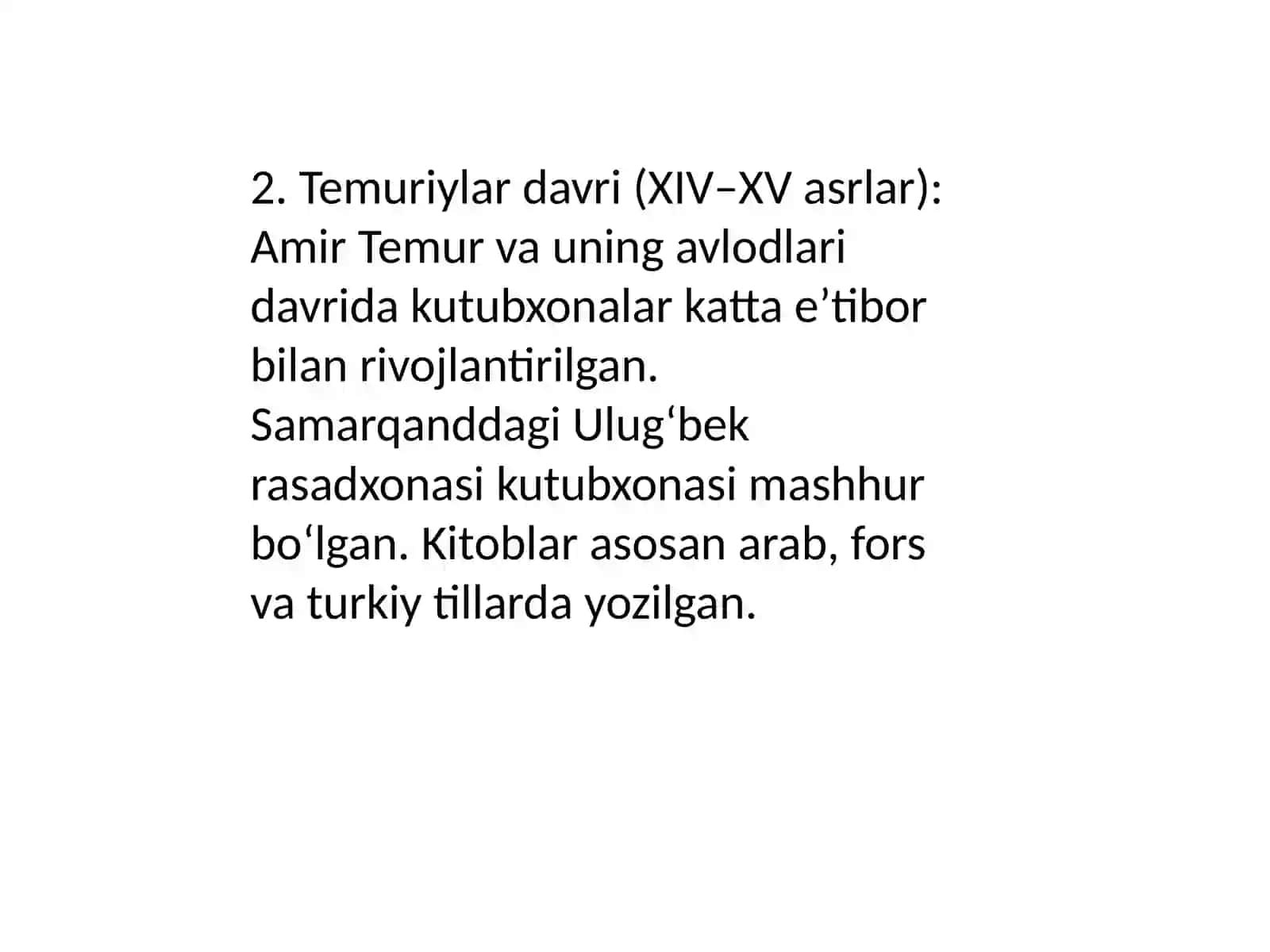 Oʻzbekistonda kutubxonachilik ishi tarixiga oid tadqiqotlar 3