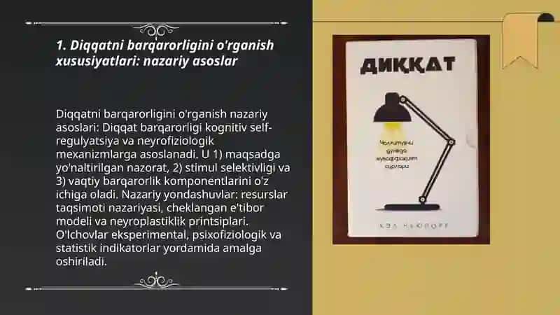 Diqqatni barqarorligini o'rganish xudusiyatlatri 3