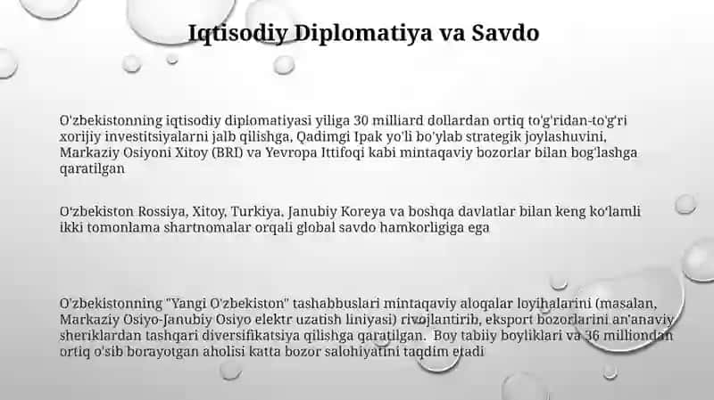 O'zbekiston iqtisodiy aloqalari 3