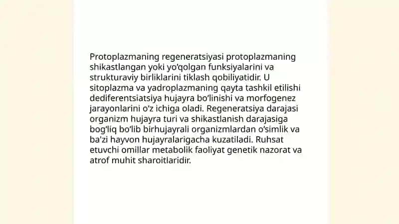 Protoplazmaning regeneratsiyasi 3