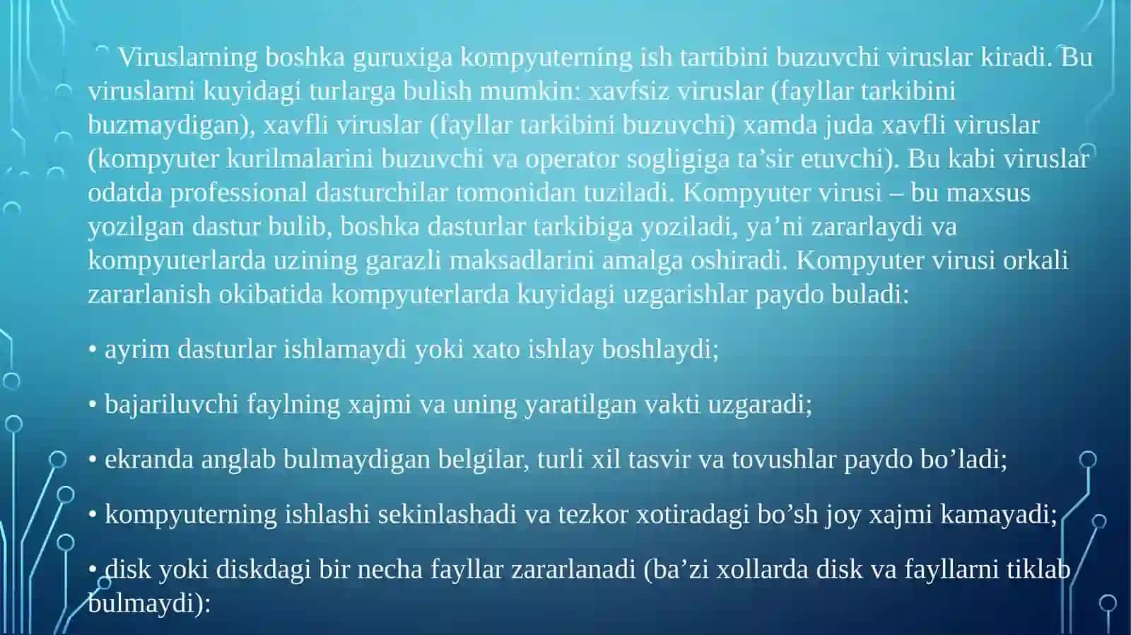 Kompyuter tarmoqlariga ruxsatsiz ulanish. Tarmoqda ishlash qoidalarini buzish. 3