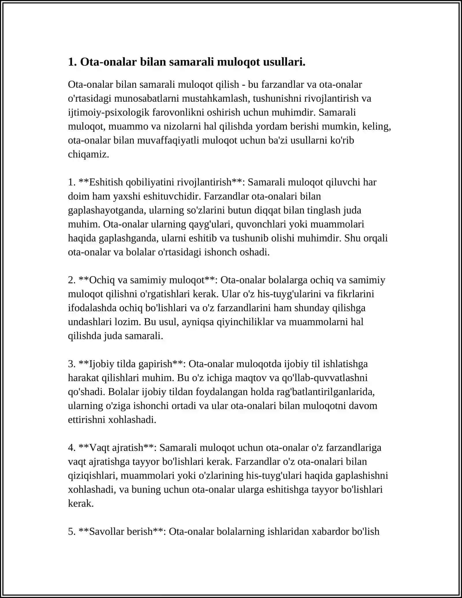 OTA-ONALAR BILAN HAMKORLIKNI YO'LGA QO'YISHNING PEDAGOGIK-PSIXOLOGIK SHART SHAROITLARI 3