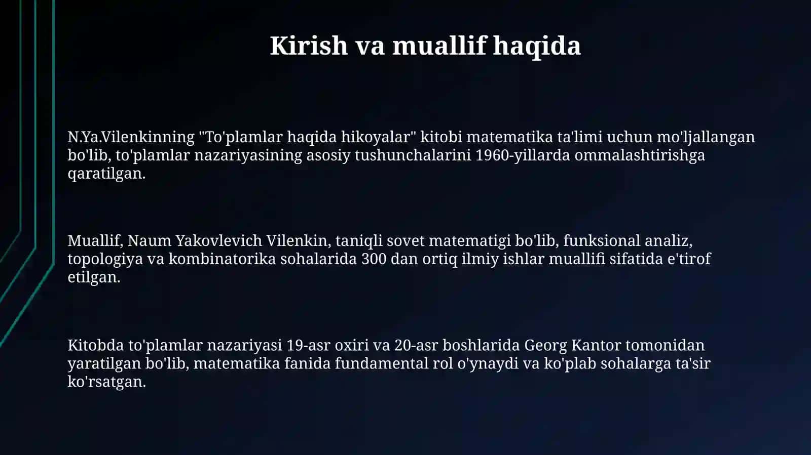 N.Ya. Valinkenning "Tôplamlar haqidagi hikoyalar"kitobinioʻrganish 3