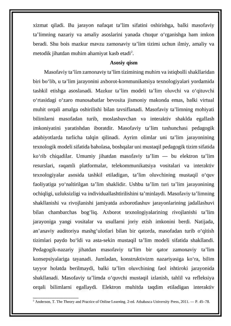 Masofaviy ta'lim va uning ahamiyati haqida elektron kitoblar bibliografiyasini shakllantirish 3