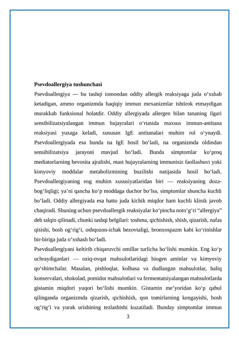 Psevdoallergiya. Atopik kasalliklar haqida tushuncha 3
