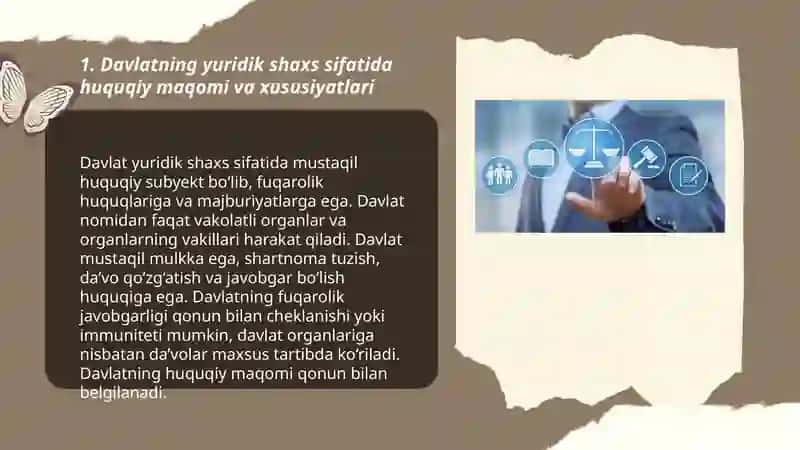 Davlat fuqarolik huquqiy munosabatlarning ishtirokchisi sifatida 3