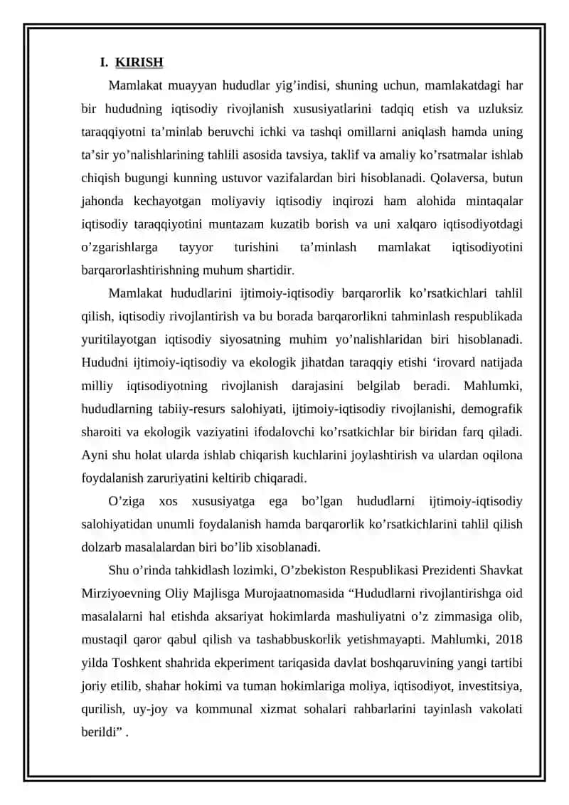 Mavzu: Mintaqalarni iqtisodiy va ijtimoiy rivojlanishini prognozlash 3