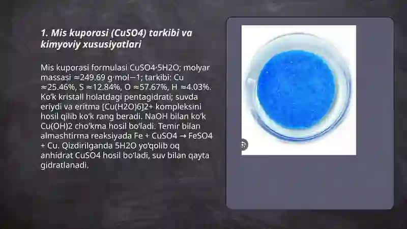 Mis kuporasi tarkibida misni aniqlash 3