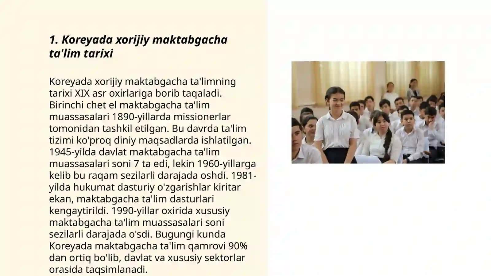 Xorij maktabgacha ta'lim tizimi kareyada 3