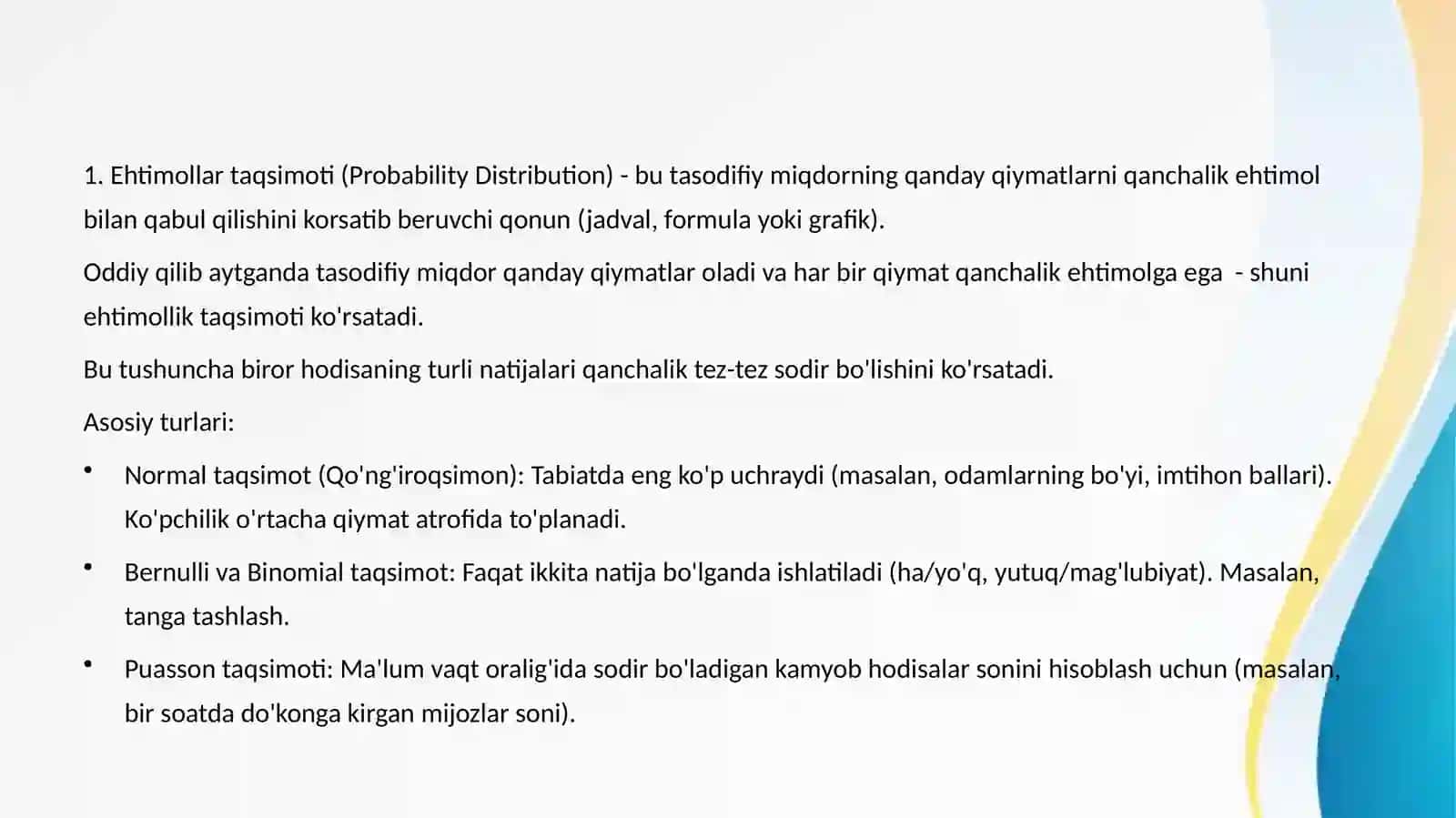 Ehtimollik taqsimoti va ma'lumotlarni modellashtirish 3