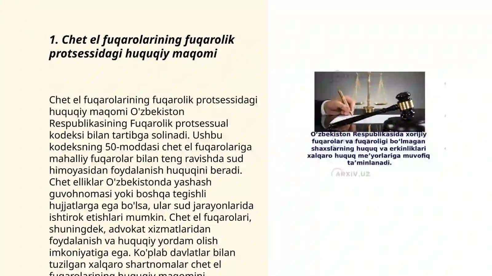 Fuqarolik protsessida chet el fuqarolari va tashkilotlar, fuqaroligi bo'lmagan shaxslarining ishtiroki 3