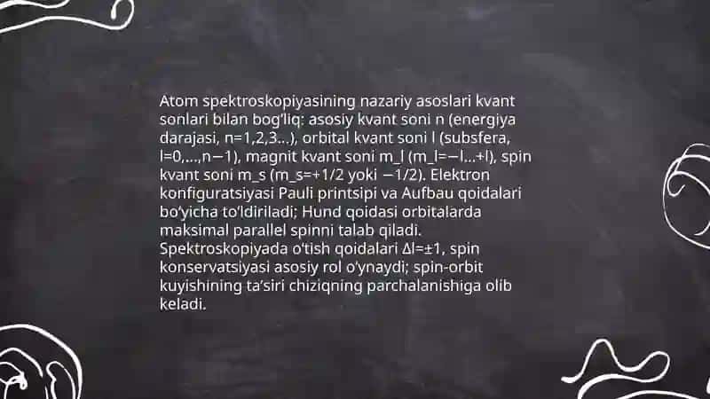 Atom spektroskopiyalarning nazariy asoslari va qo`llanilishi 3