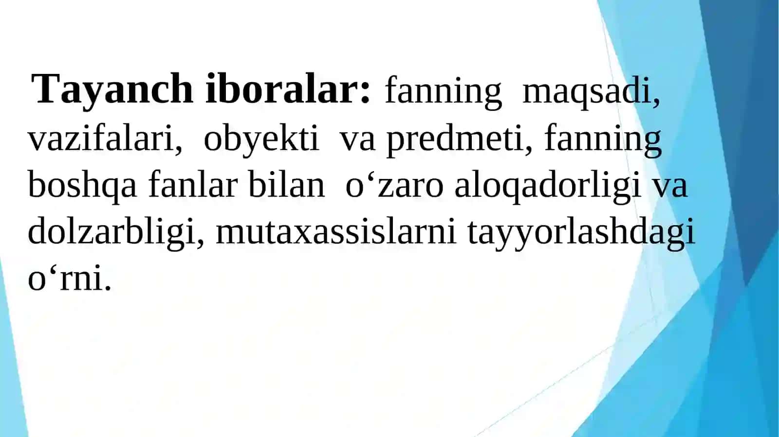 Ma’ruzalar: Mutaxassislikka kirish fansifatida 3
