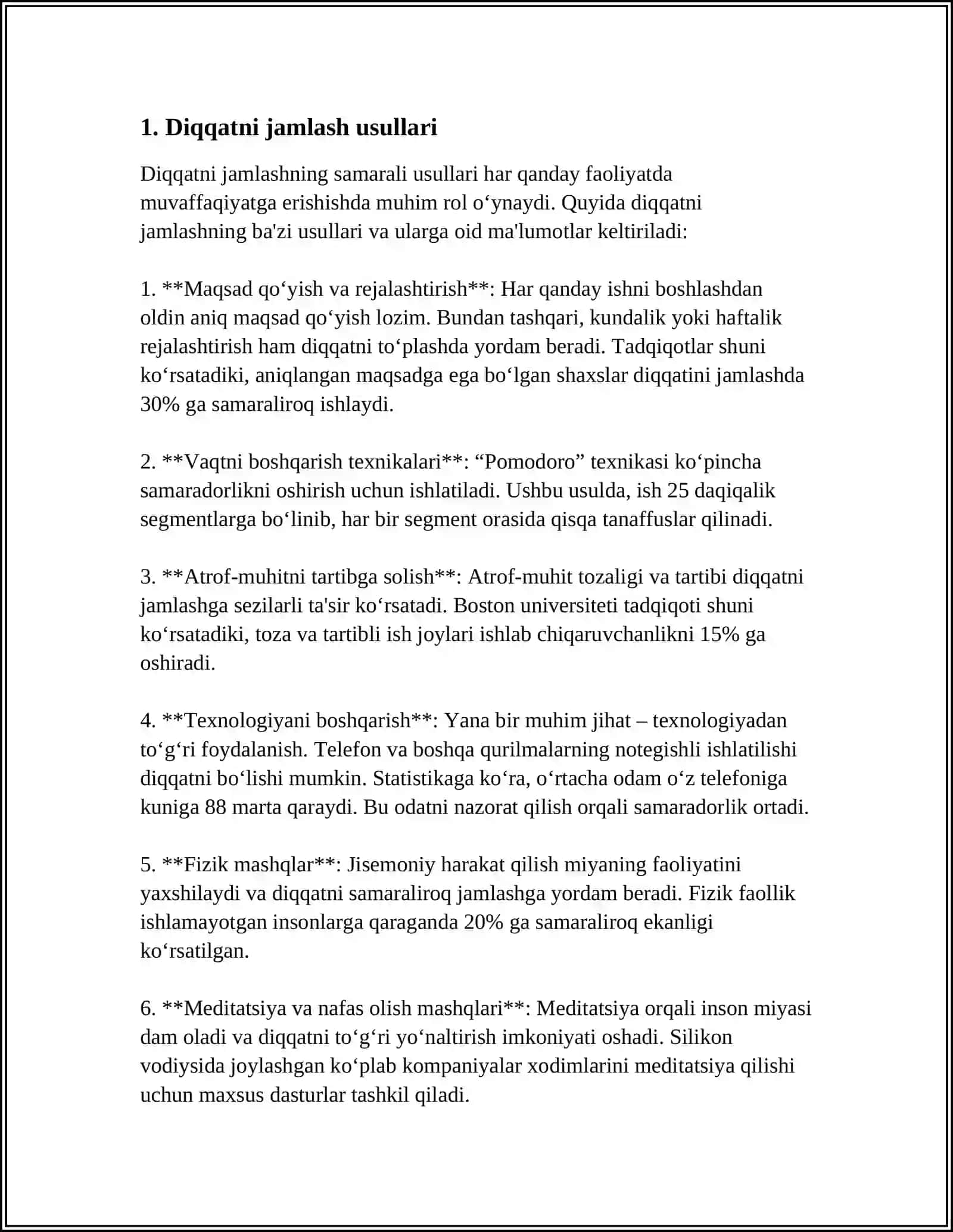 Diqqatni jamlash usullari 3