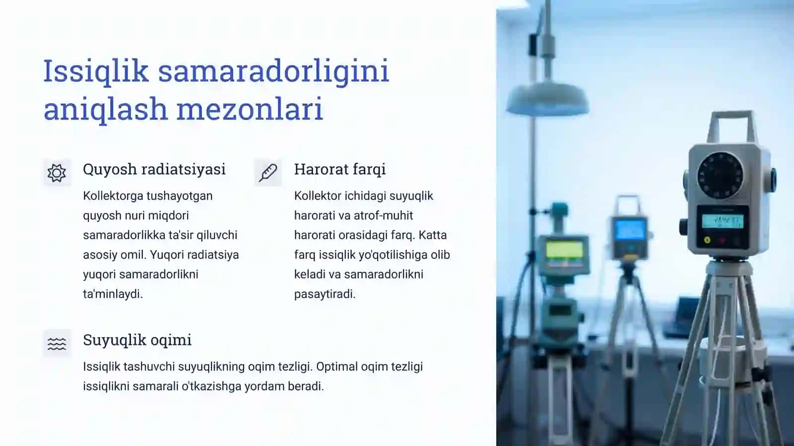 Yassi quyosh kollektorlarining issiqlik samaradorligini aniqlash 3