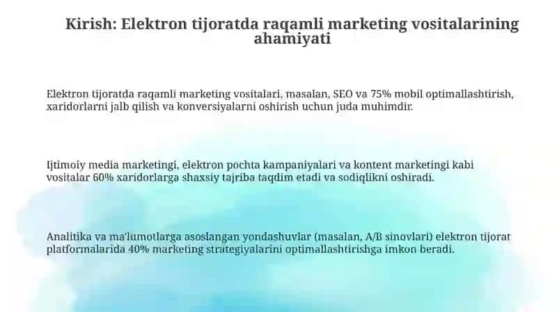 Elektron savdo maydonlarida raqamli marketing vositalaridan foydalanish 3