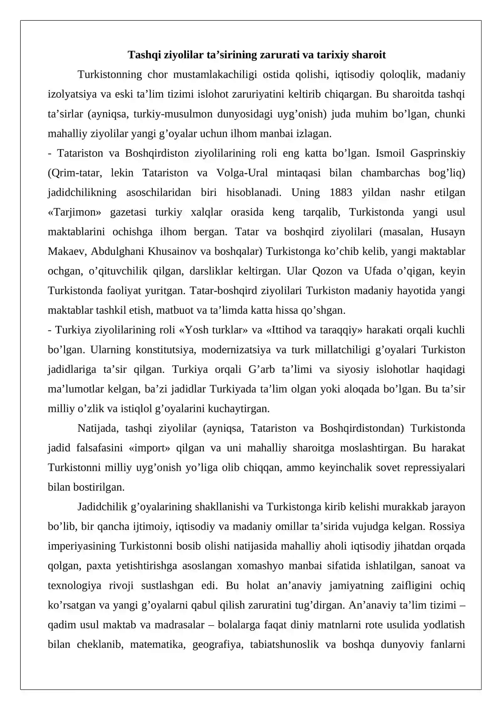 Turkistonda jadid falsafasining yoyilishi va rivojlanishida Turkiya, Tatariston va Boshqirdiston ziyolilarining roli 3