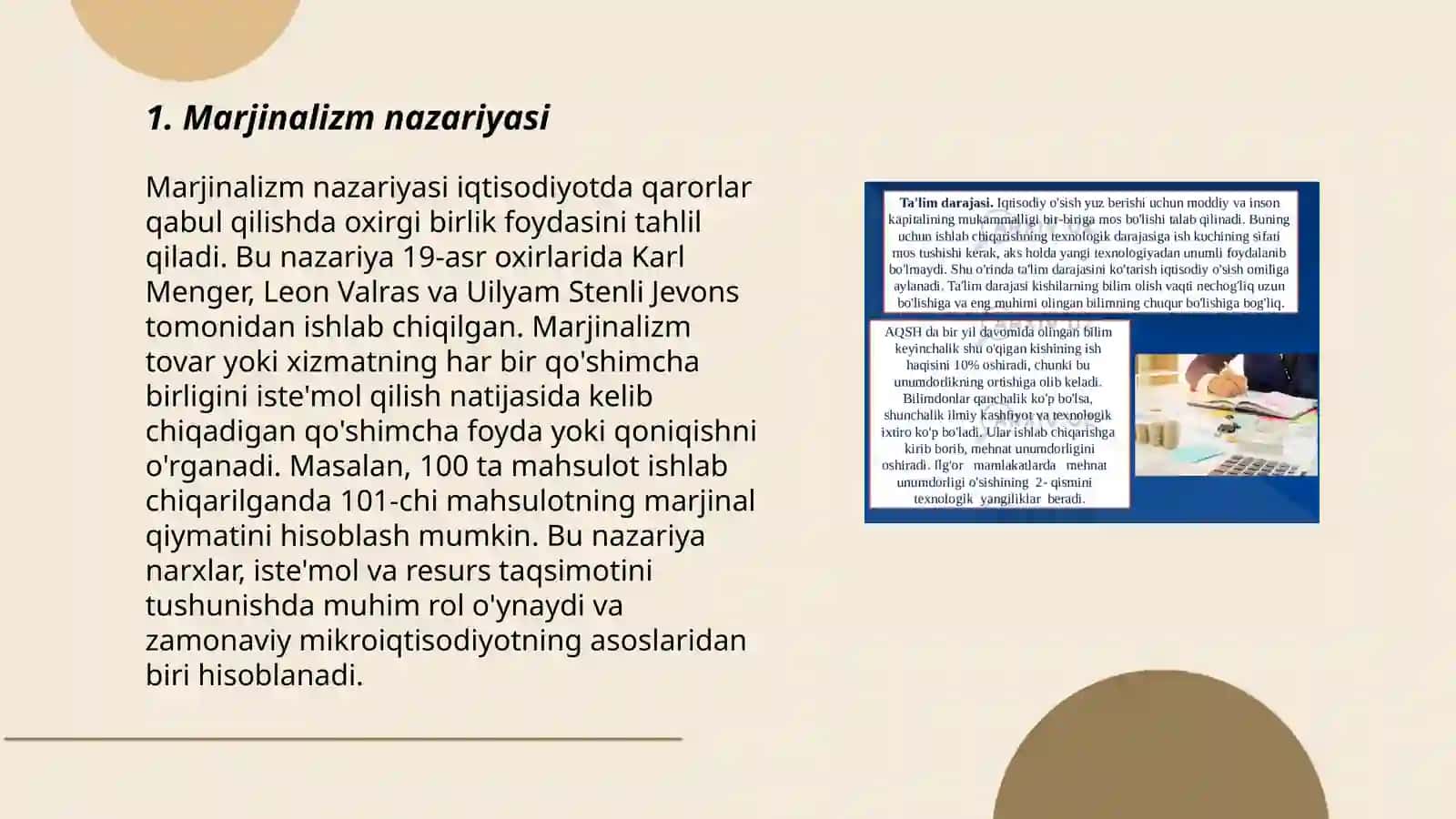 Marjinalizm taʼlimoti va neoklassik iqtisodiy maktablar 3