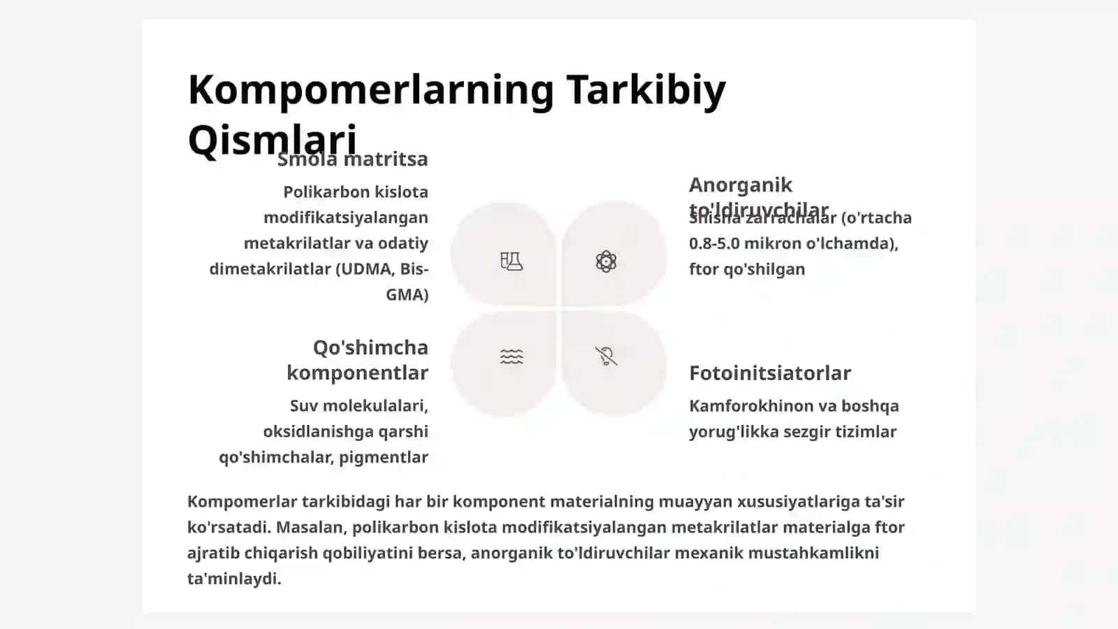 Stomatologik Kompomer va Ormoker Plomba Ashyolari: Tarkibi va Xususiyatlari 3