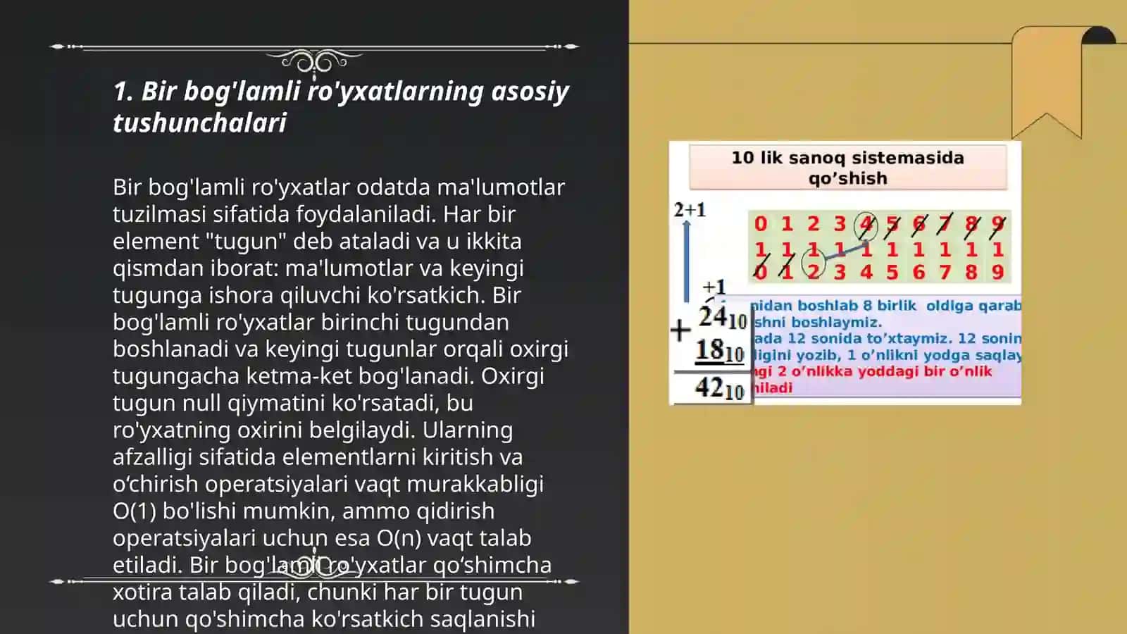Bir bog'lamli ro'yxatlar ustida amallar va ularning algoritmlari 3