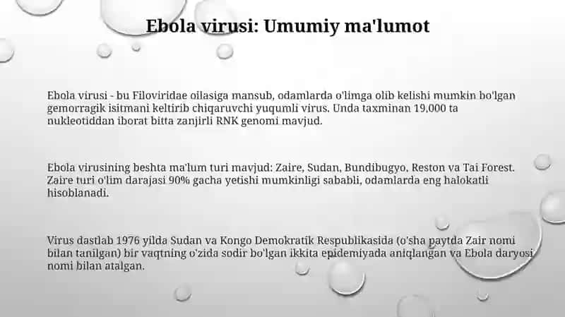 Ebola, Lassa va Zika Viruslari: Umumiy ko'rinish 3