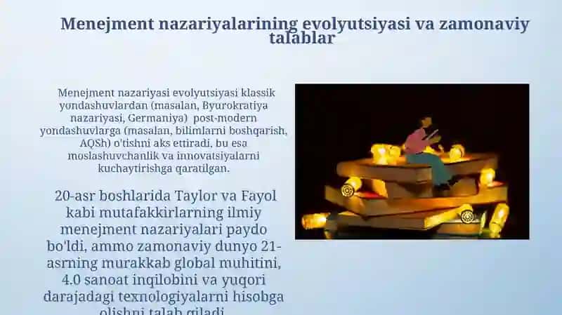 Zamonoviy bilimlar tizimida menejment nazariyasining o'rni 3