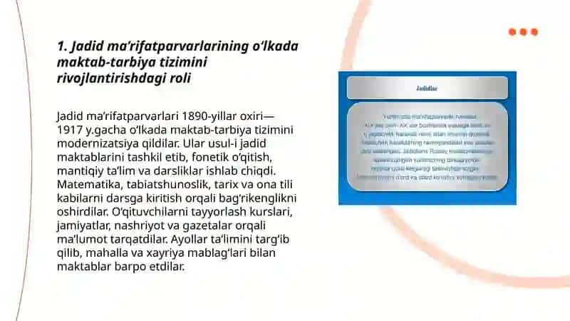 Jadid ma’rifatparvarlarining o‘lka ijtimoiy-ma’naviy hayotida tutgan o‘rni 3