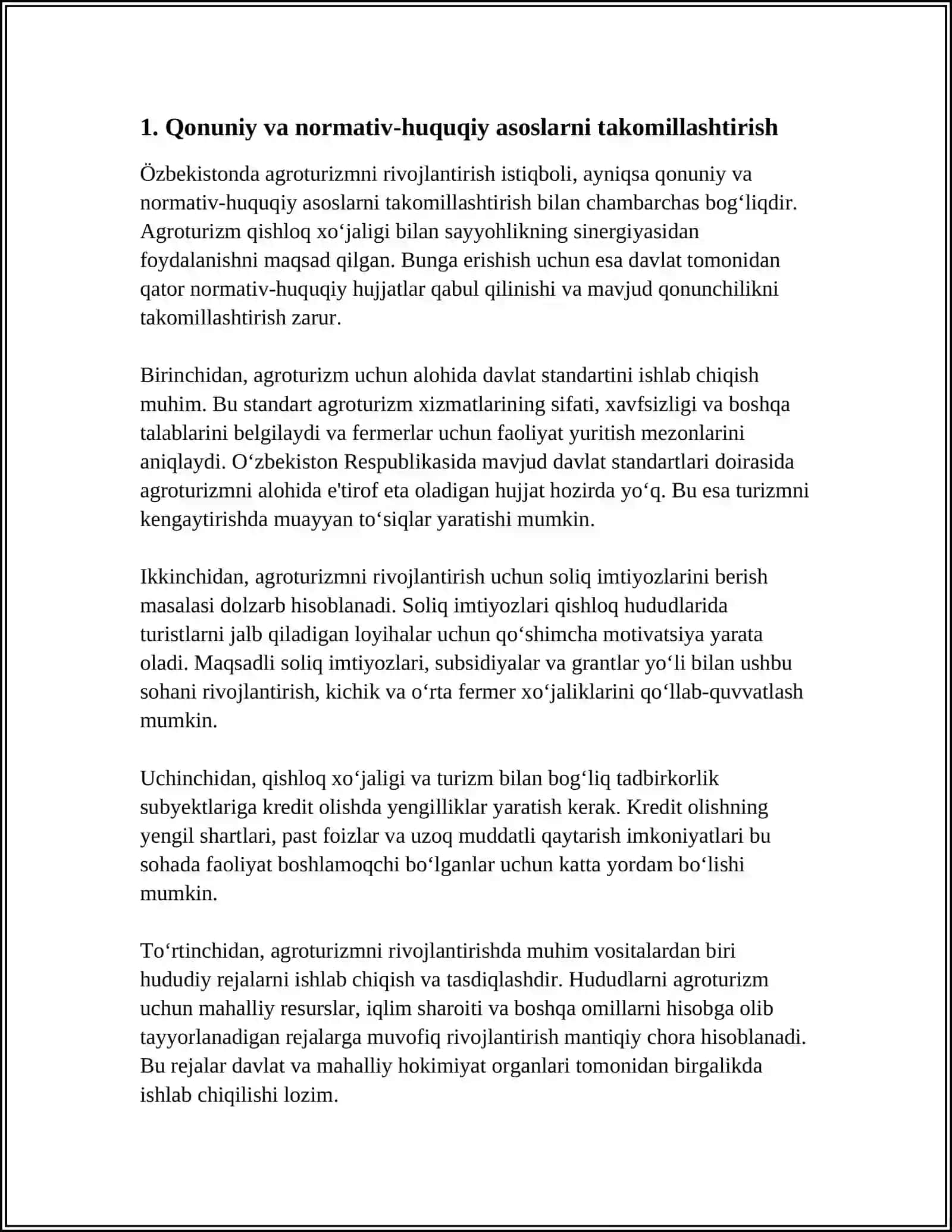 ÖZBEKISTONDA AGROTURIZMNI RIVOJLANTIRISH MASALALARI 3