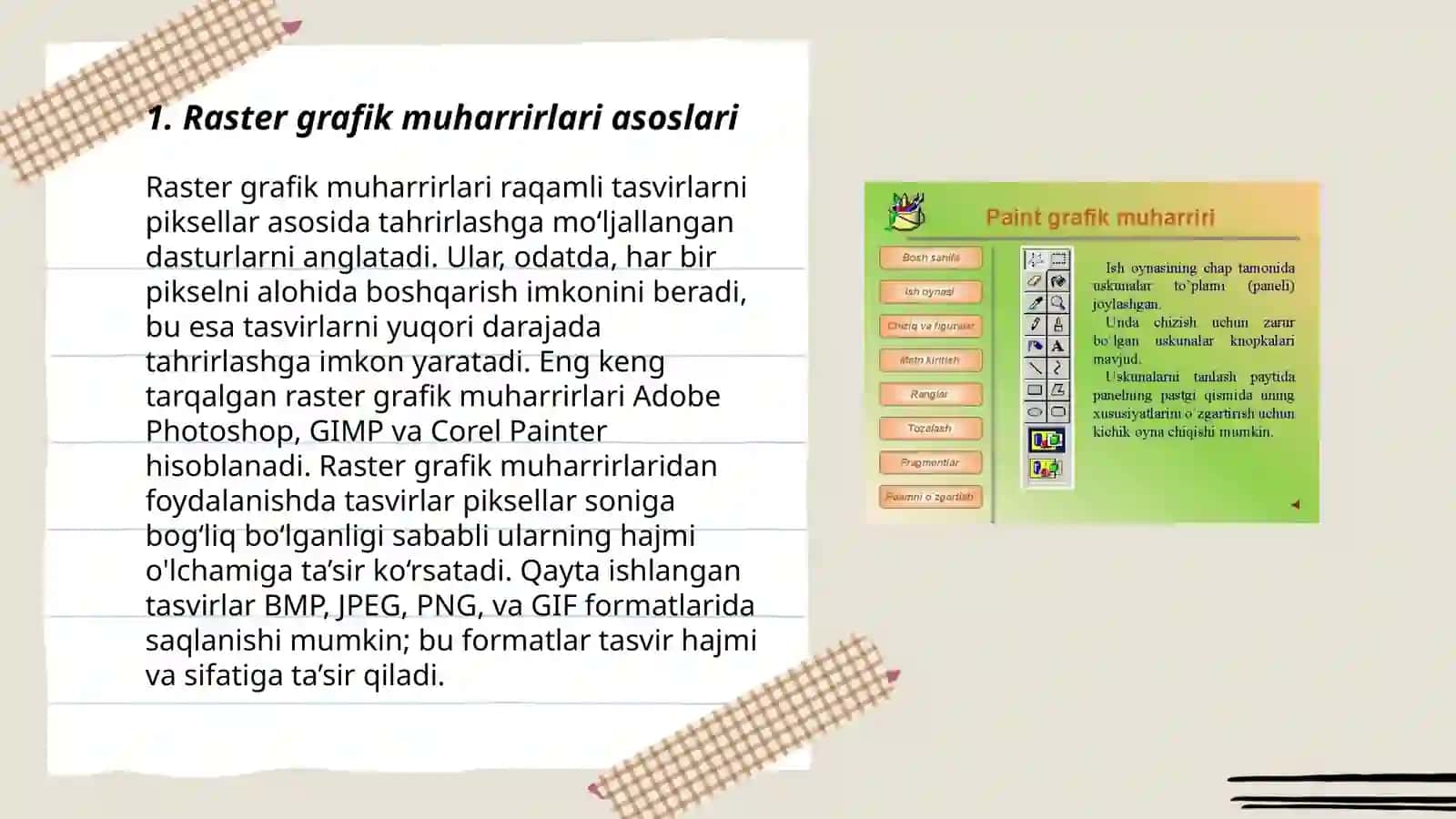 Grafik muharrirlar yordamida tasvirlar yaratish va ularni tahrirlash 3