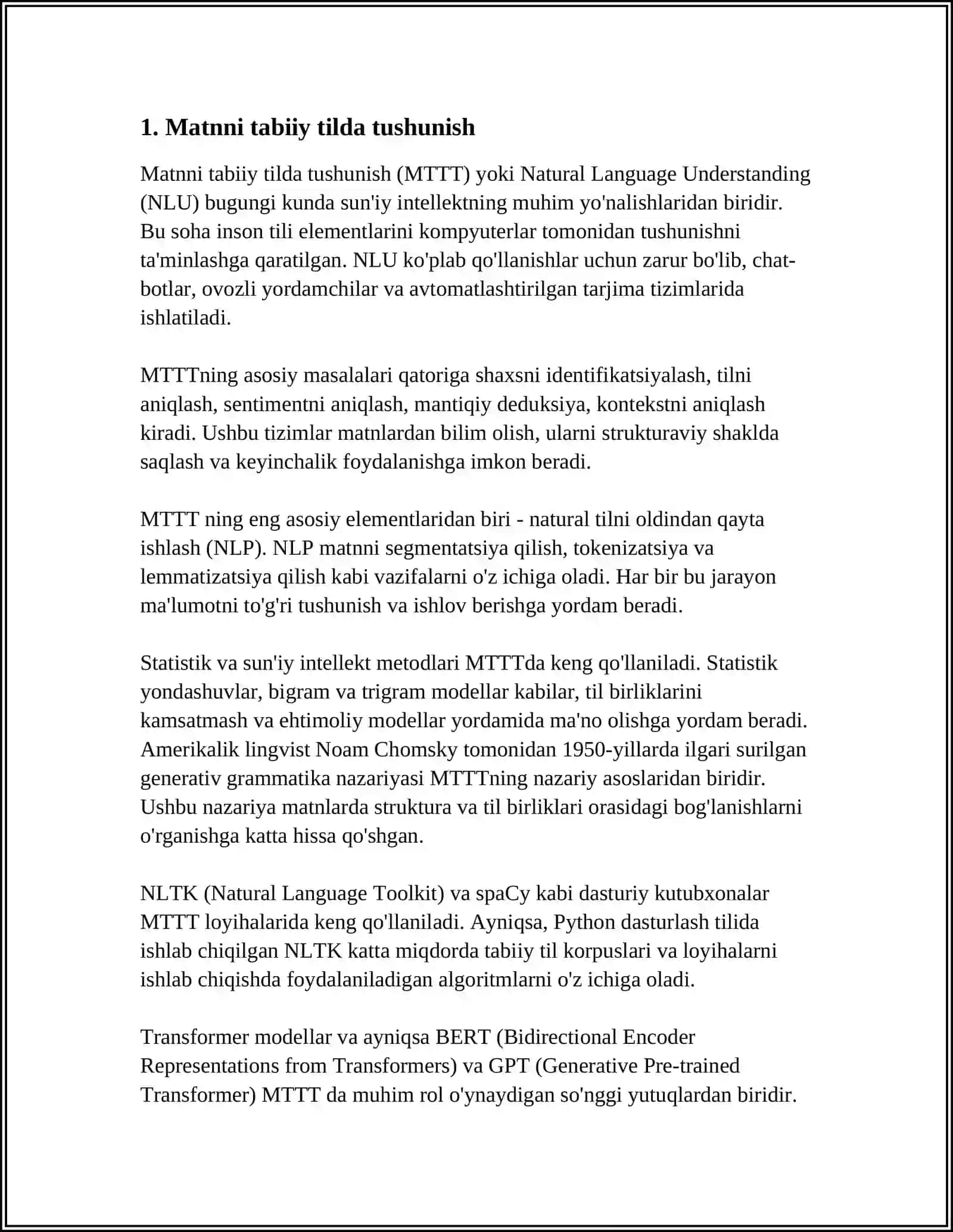 TABIIY TIL INTERFEYSI VA GENERATSIYASI 3