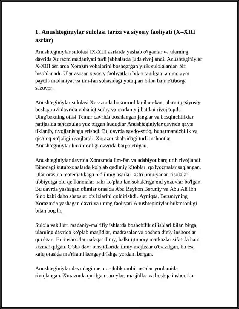 ANUSHTEGINIYLAR DAVRIDA XORAZM MADANIYATI (X-XIII ASRLARDA) 3
