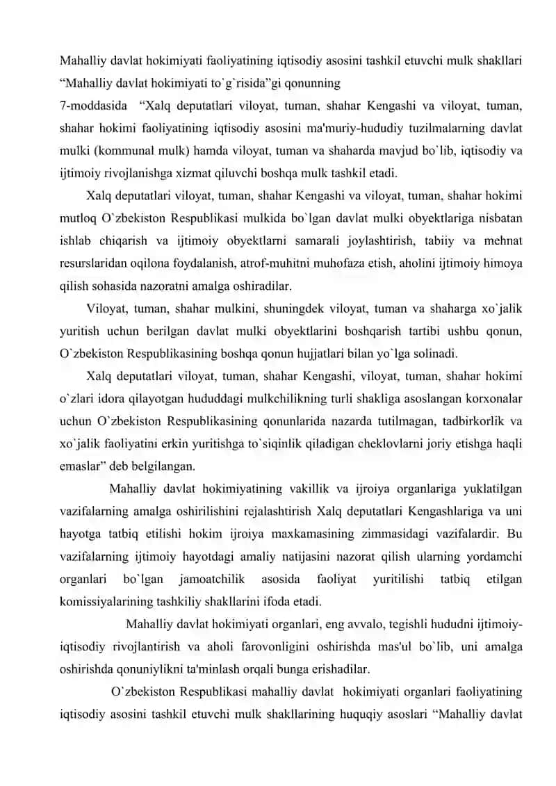 O`zbekiston Respublikasi mahalliy davlat hokimiyati organlarining iqtisodiy va moliyaviy asoslari 3