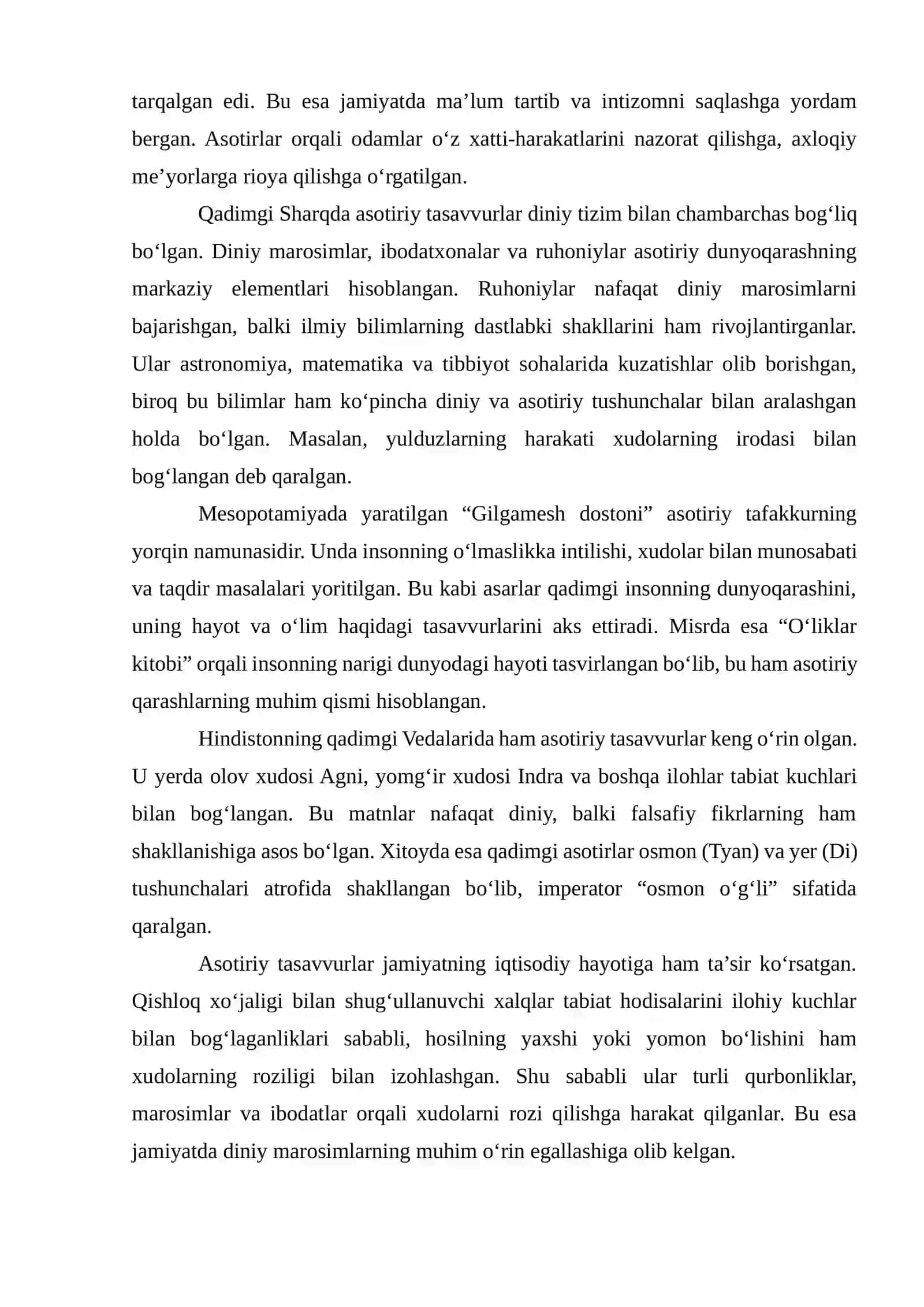 Qadimgi Sharqda asotiriy tasavvurlar va falsafiy bilimlarning paydo bo‘lishi 3