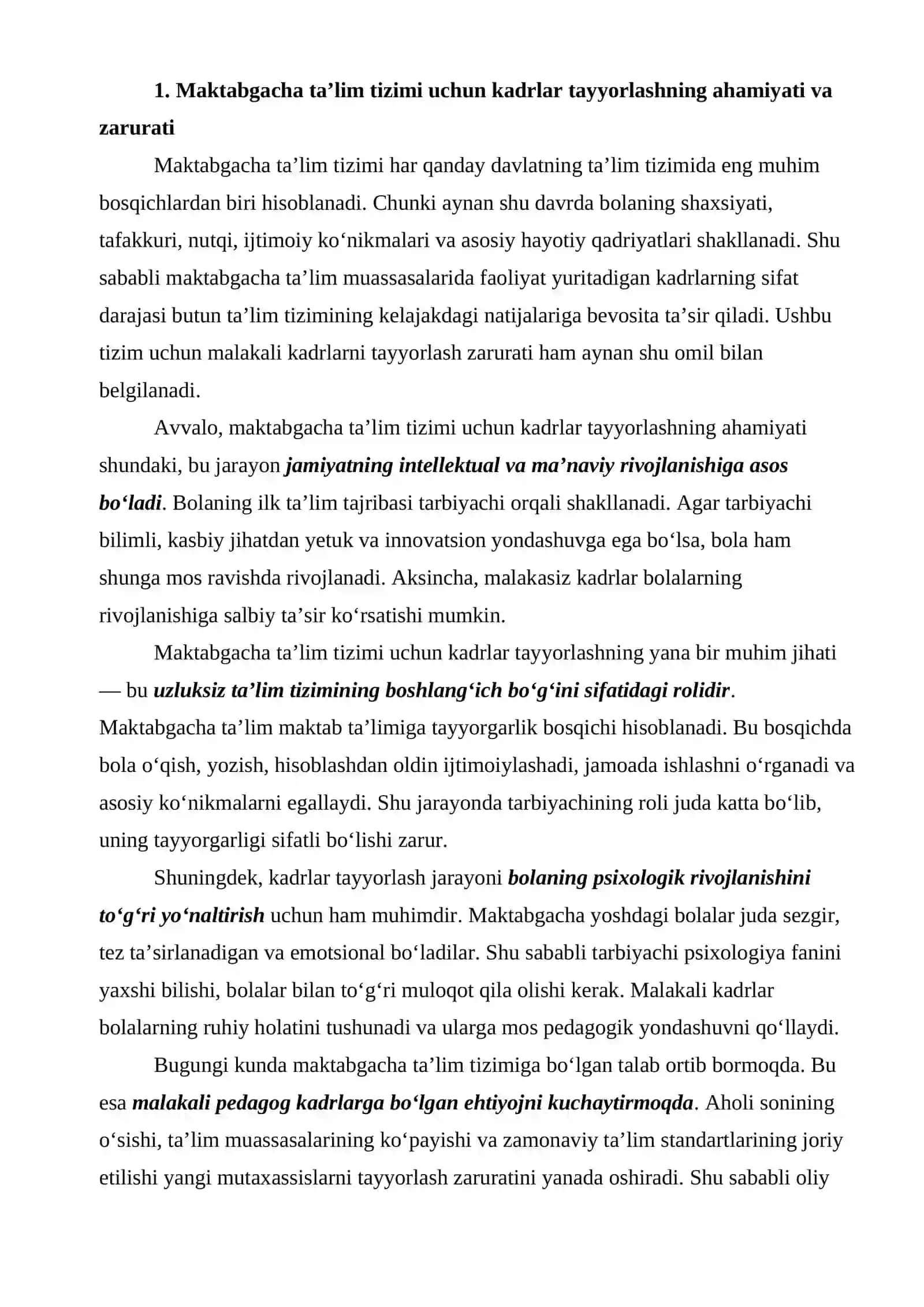 Maktabgacha ta’lim tizimida kadrlarni tayyorlash va sohaga qabul qilishga qo‘yiladigan talablar 3