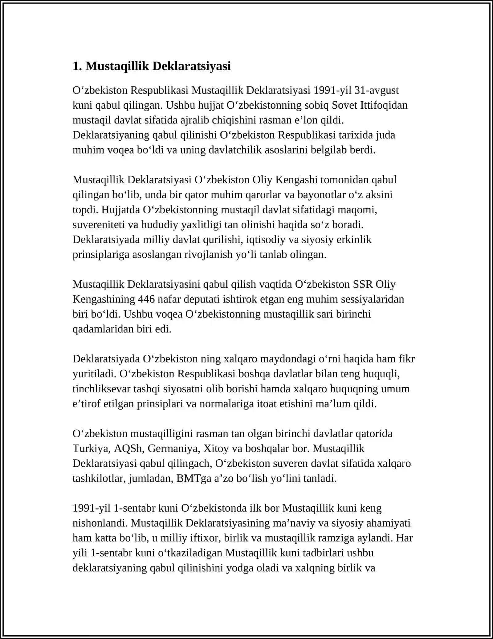 MUSTAQIL OʼZBEKISTON RESPUBLIKASINING TASHKIL TOPISHI VA UNING TARIXIY AHAMIYATI 3