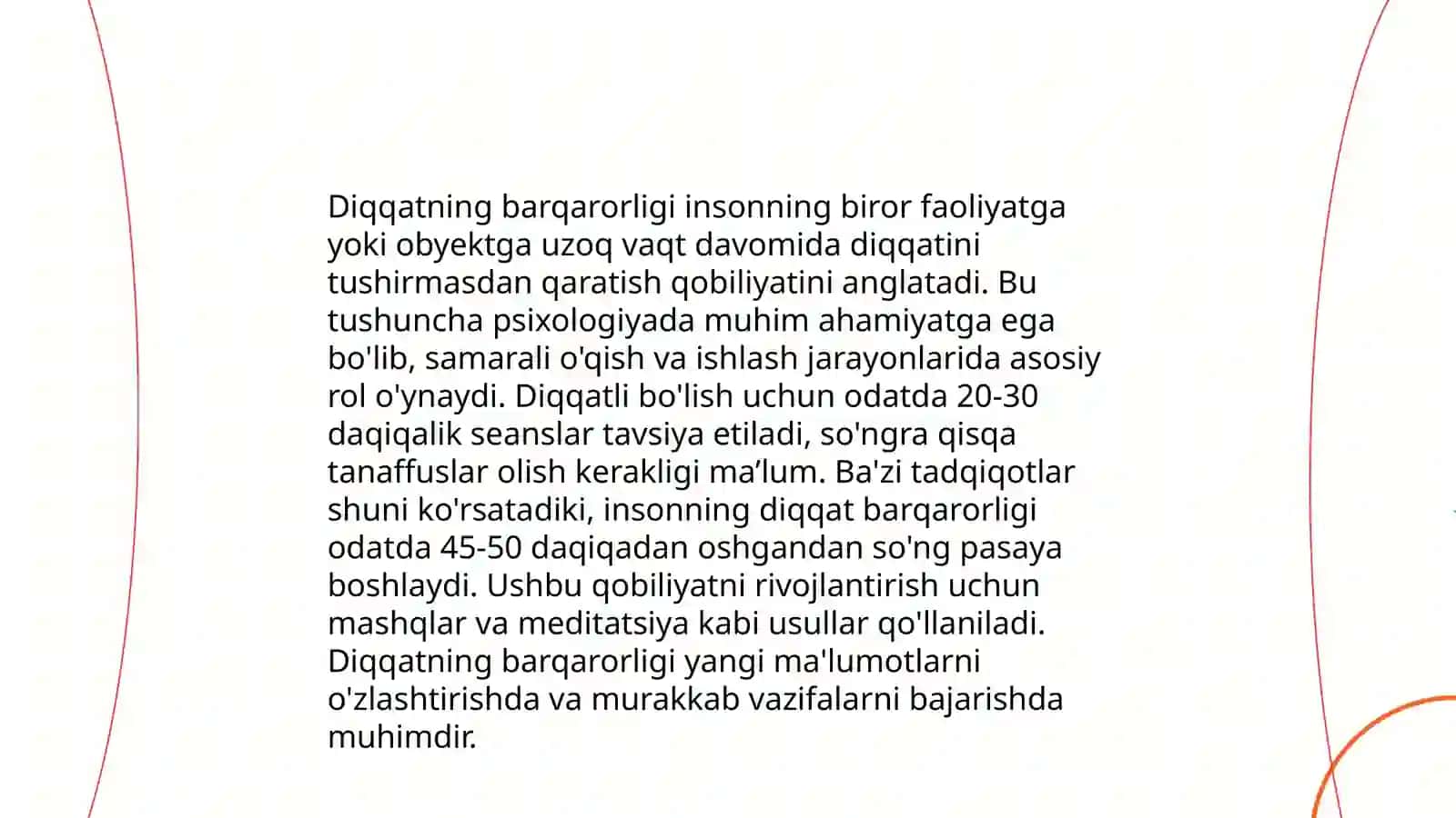 Diqqatning barqarorligi va ixtiyoriy xotiraning bog‘liqligi 3