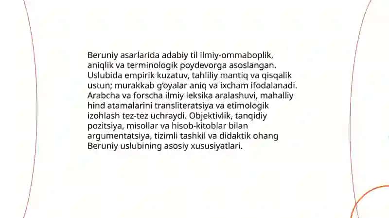 X-XII asrlar adabiyoti: Beruniy, Abu Ali ibn Sino ijodi 3