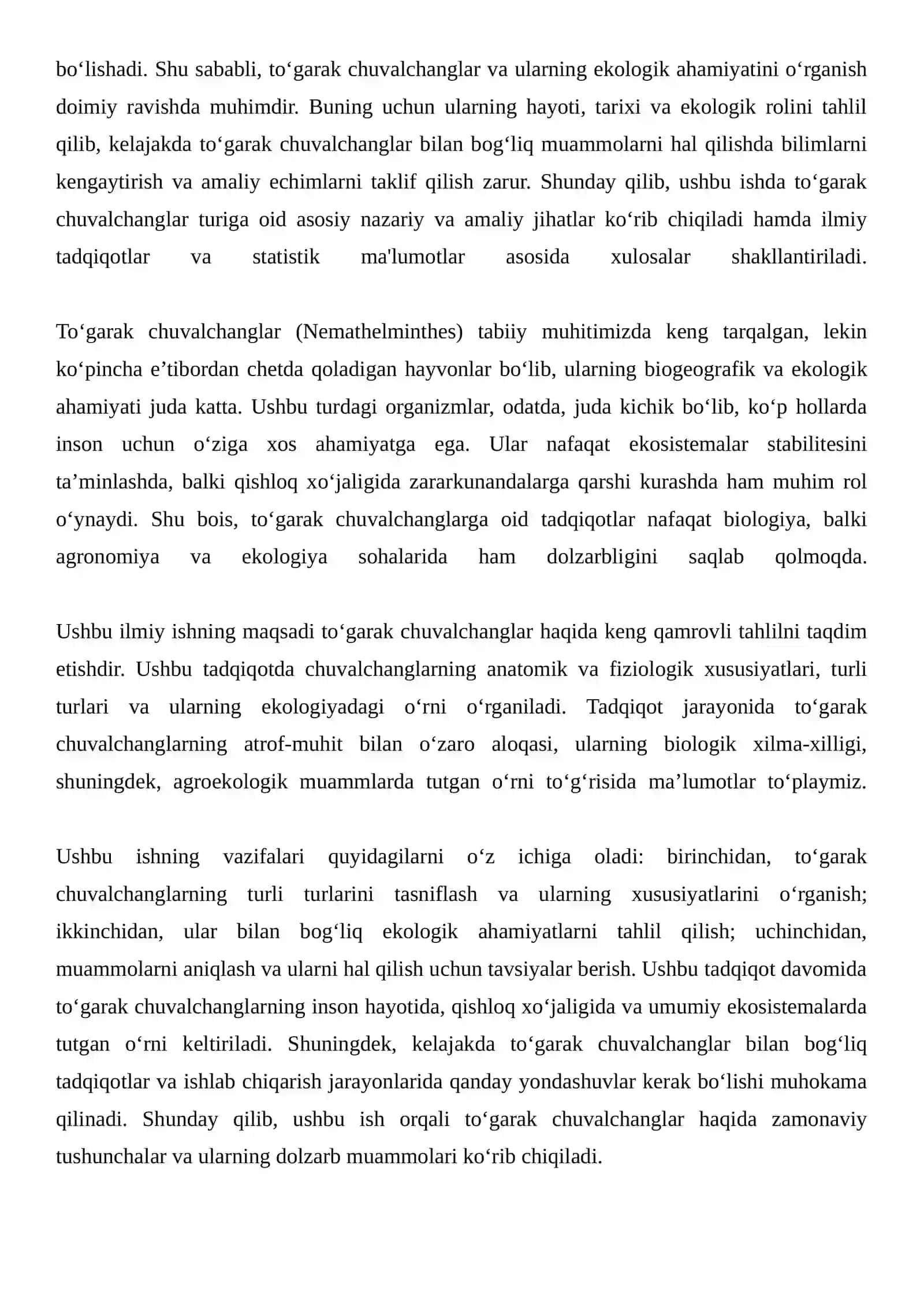 To‘garak chuvalchanglar (Nemathelminthes) tipiREJA 3