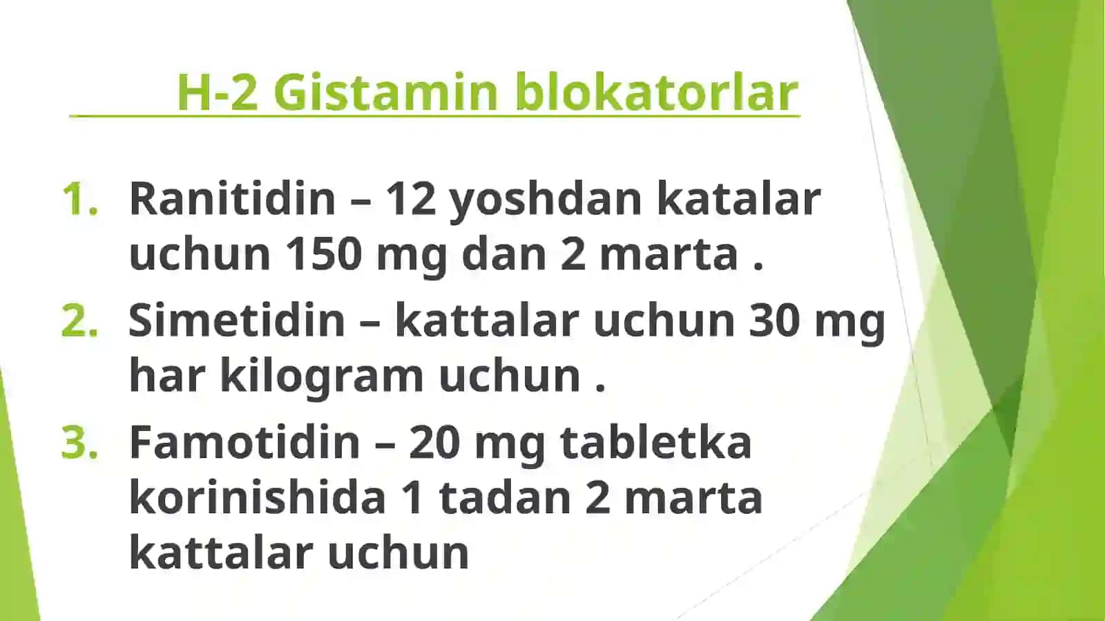 Gastroenterologiyada ishlatiladigan dorilar toplami va dozalari 3