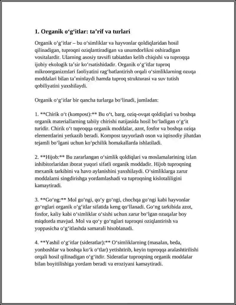 Organik oʻgʻitlar 3