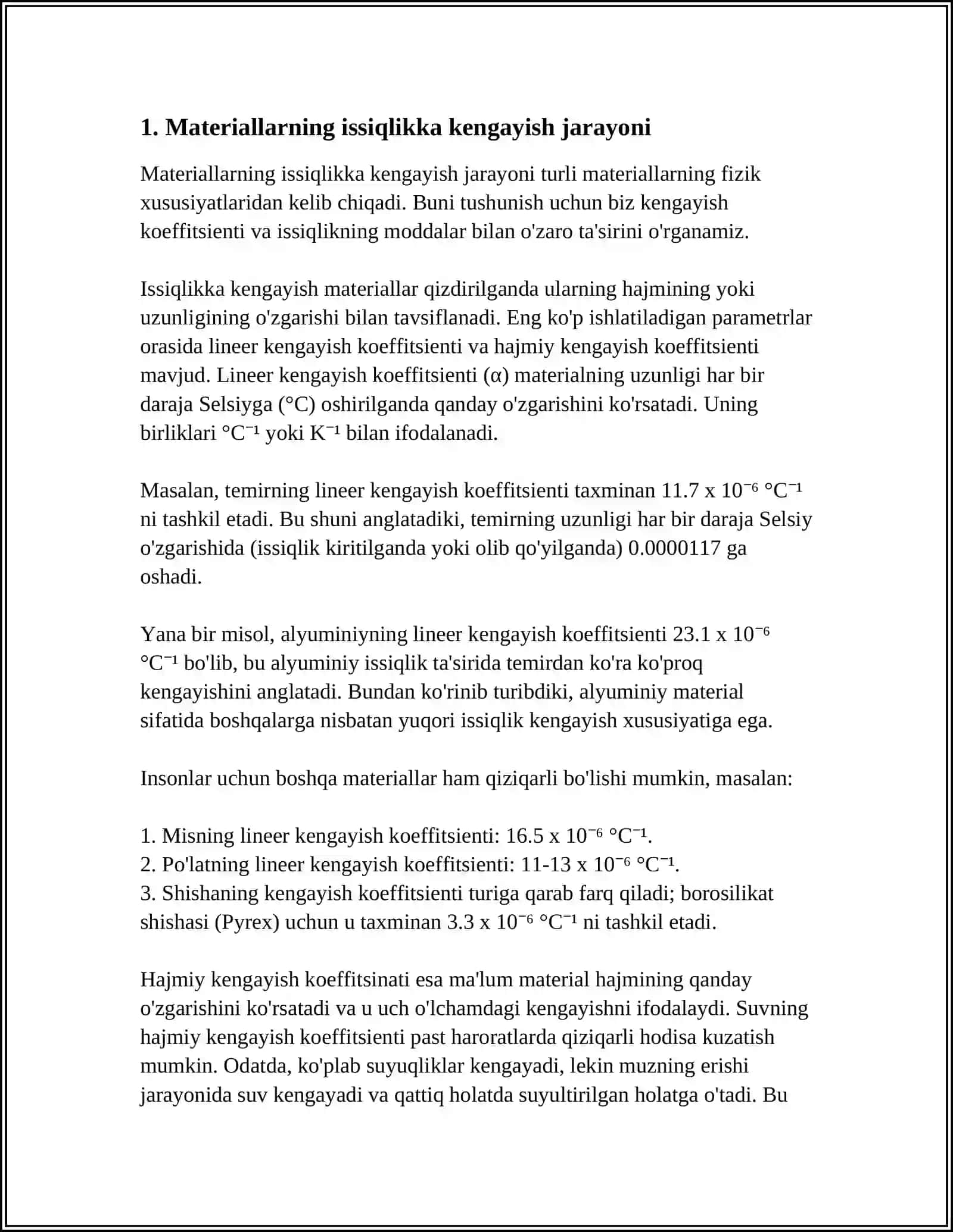 MATERIALLARNING ISSIQLIK KENGAYISHI 3
