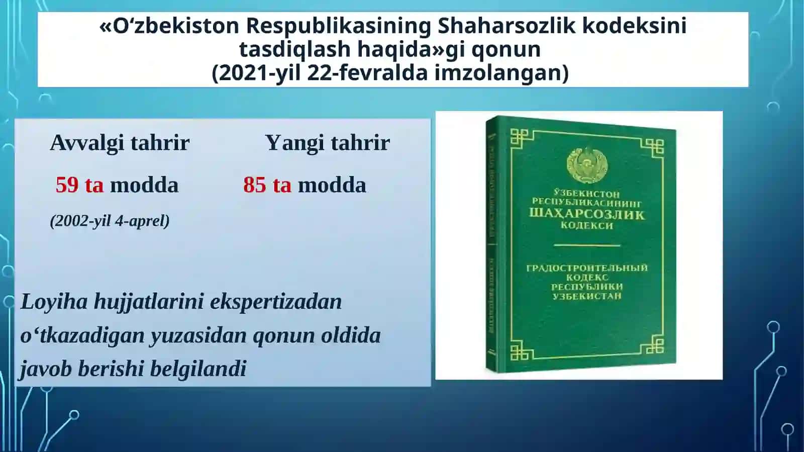 QURILISH SOHASIGA OID ME’YORIY-HUQUQIY HUJJATLAR 3