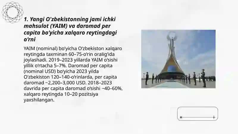 Yangi O'zbekiston ijtimoiy - siyosiy, iqtisodiy va madaniy hayotida ro'y berayotgan o'zgarishlarning xalqaro reyting va indekslarda aks etishi 3
