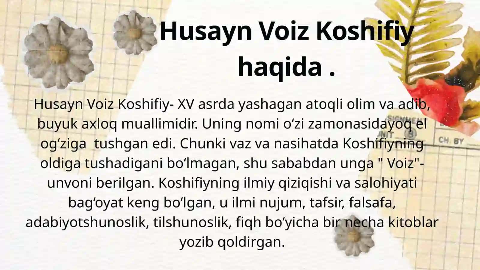 HUSAYN VOIZ KOSHIFIY ODOB VA AXLOQ TARG‘IBOTCHISI 3