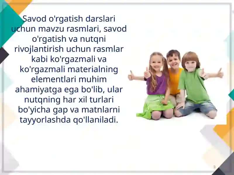 Savodga tayyorlashda foydalaniladigan o’yin texnologiyalari tayyorlash 3