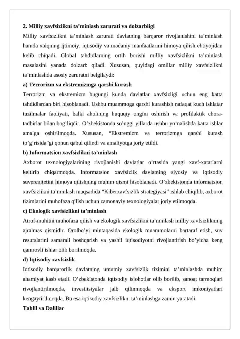 Milliy xavfsizlikni ta’minlash borasida amalga oshirilayotgan ishlar 3