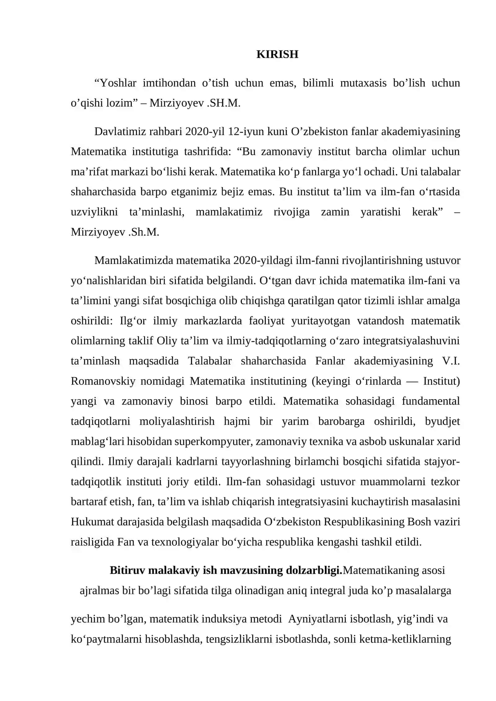 Matematik induksiya metodi va uning ba’zi tadbiqlari 3
